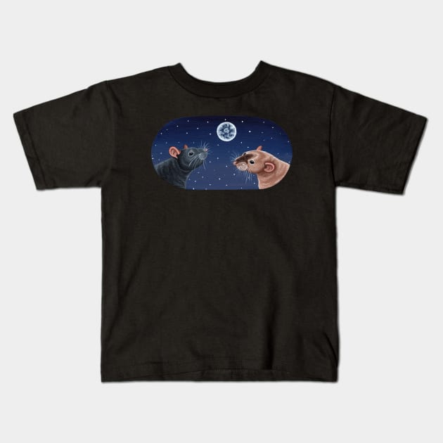 Rats Under the Moon Kids T-Shirt by WolfySilver